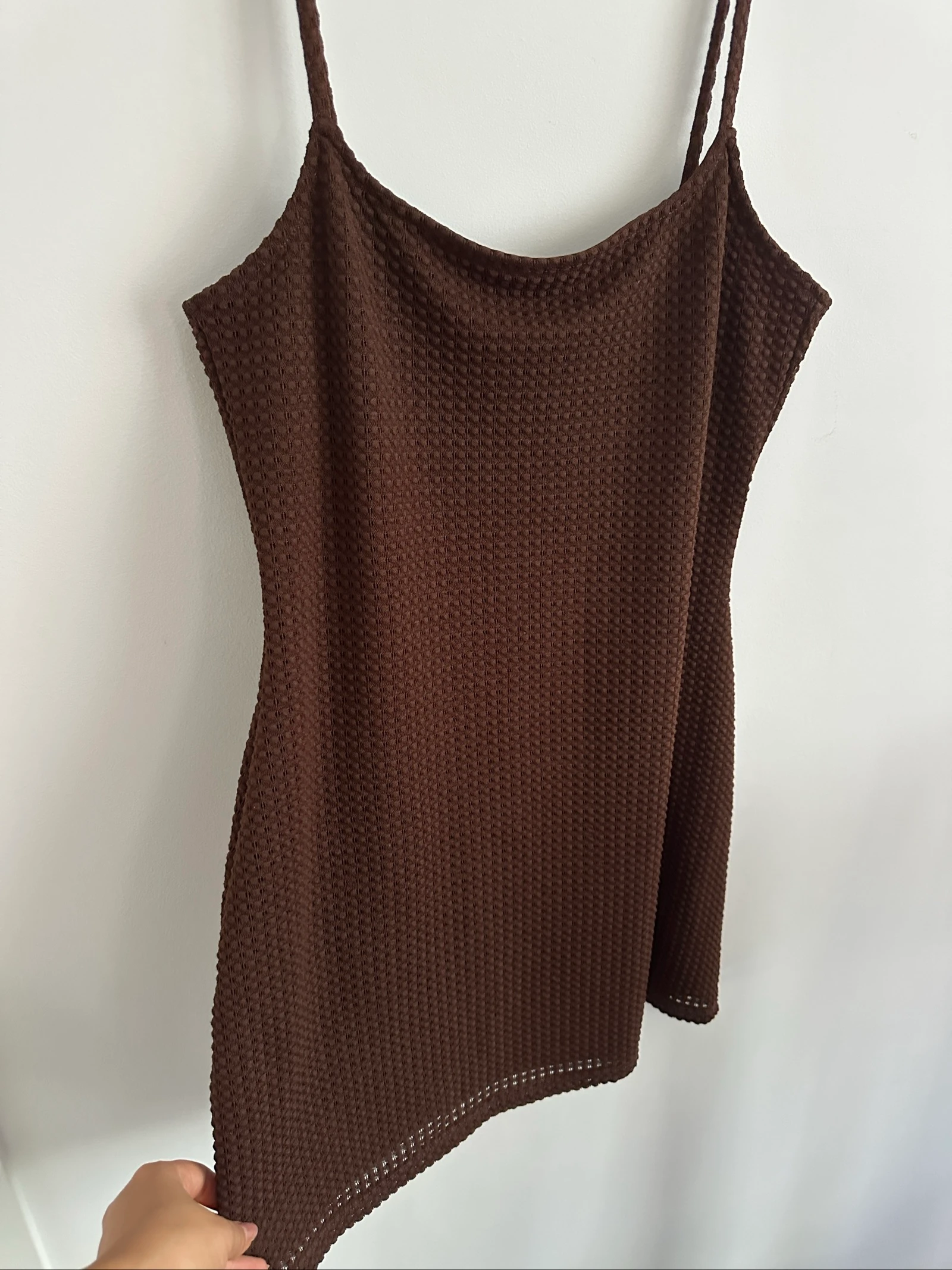 Brown mini dress H&M DIVIDED | Straps | Honeycomb | Size S – photo 4
